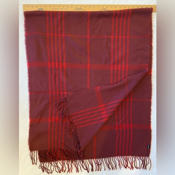 H&M Unisex Red  Plaid Scarf Oversized Large 29”x 72” Shawl Scarf - Picture 7 of 7